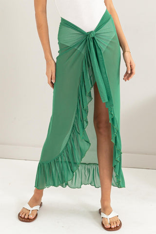 HYFVE Ruffle Trim Cover Up Sarong Skirt Trendsi