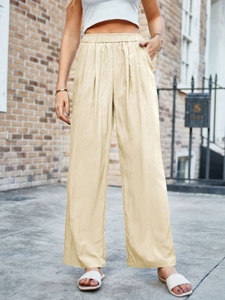 Elastic Waist Wide Leg Pants Divacious