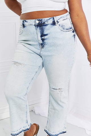 Full Size Camille Acid Wash Crop Straight Jeans Divacious