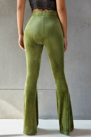 Ribbed High Waist Flare Pants Divacious