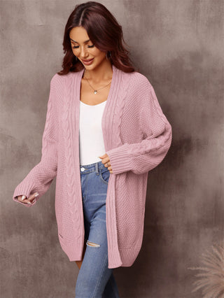 Warm Fall Mixed Knit Open Front Longline Cardigan Divacious