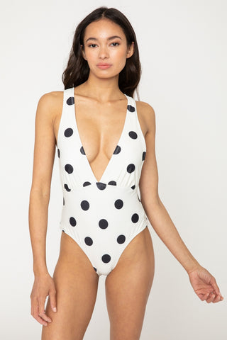 Marina West Swim Beachy Keen Polka Dot Tied Plunge One-Piece Swimsuit Divacious