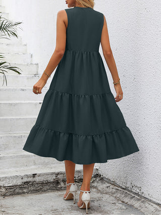 V-Neck Sleeveless Tiered Dress Trendsi