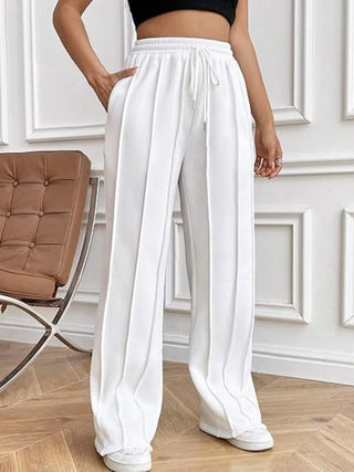 Drawstring Wide Leg Pants with Pockets - Divacious