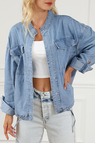 Snap Down Long Sleeve Denim Top Divacious