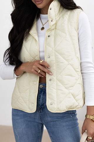 Snap Down Texture Vest Coat with Pockets - Divacious