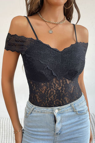 Lace Cold-Shoulder Bodysuit Divacious