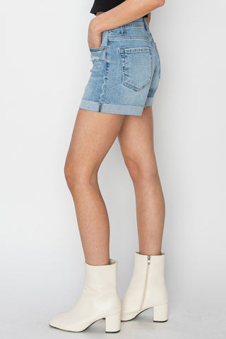 Distressed Mid-Rise Waist Denim Shorts Divacious