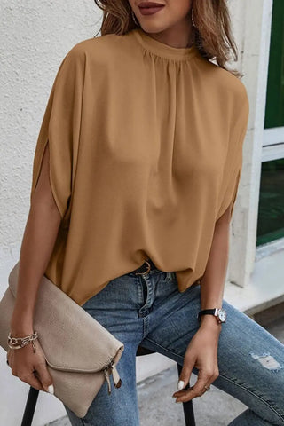 Tie Back Slit Half Sleeve Blouse Divacious