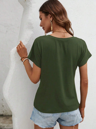 Asymmetric Hem Round Neck T-Shirt Divacious