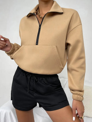 Half-Zip Dropped Shoulder Sweatshirt Divacious