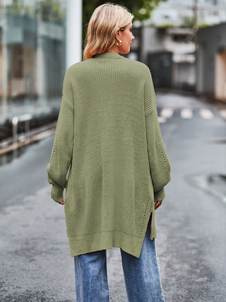 Long Sleeve Waffle-Knit Cardigan Divacious