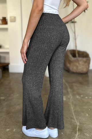 Ribbed High Waist Flare Pants Divacious