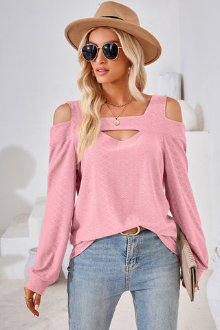 Cutout Square Neck Cold Shoulder T-Shirt Divacious