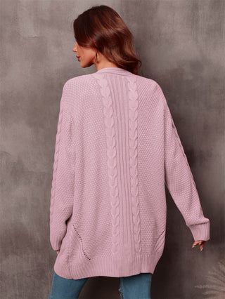 Warm Fall Mixed Knit Open Front Longline Cardigan Divacious