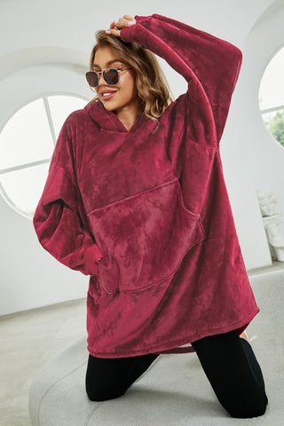 Kangaroo Pocket Dropped Shoulder Hoodie Divacious