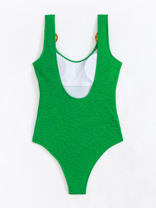 Scoop Neck Wide Strap One-Piece Swimwear Divacious