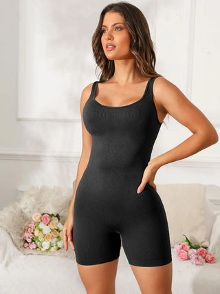 Scoop Neck Wide Strap Active Romper Divacious