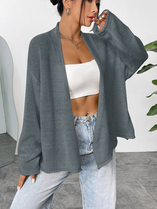 Open Front Dropped Shoulder Cardigan Divacious