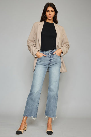 Kancan High Waist Raw Hem Cropped Wide Leg Jeans Divacious