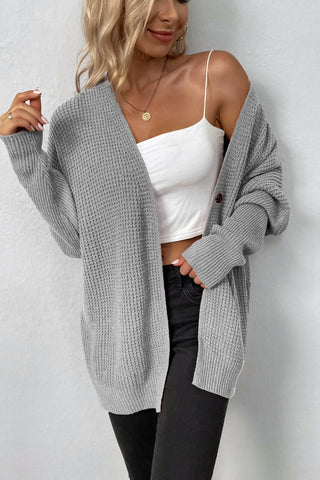 Open Front Dropped Shoulder Cardigan Divacious