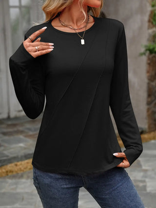 Round Neck Long Sleeve T-Shirt Divacious