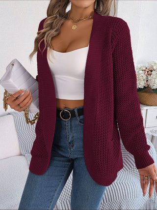 Open Front Long Sleeve Cardigan with Pockets Divacious