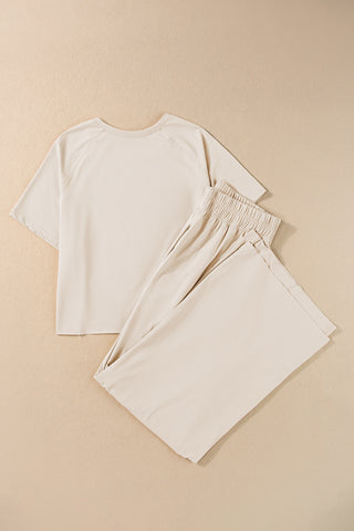 Round Neck Short Sleeve Top and Pants Set Trendsi