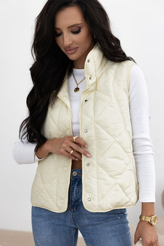 Snap Down Texture Vest Coat with Pockets - Divacious