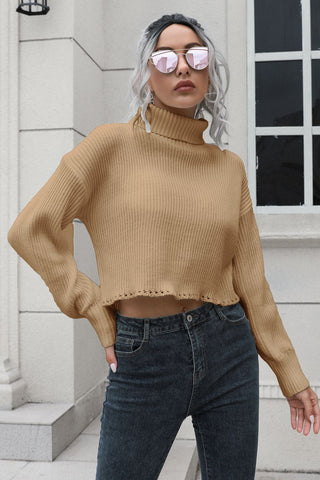 Turtleneck Dropped Shoulder Sweater Divacious