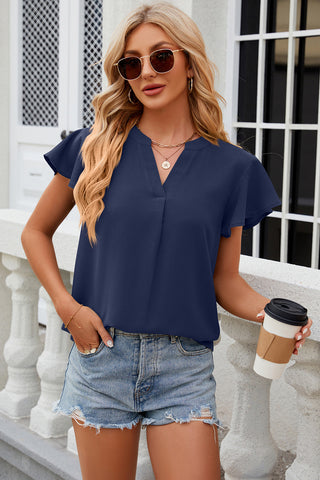 Notched Cap Sleeve T-Shirt Divacious