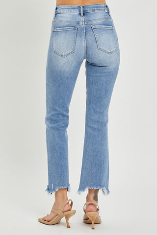 Full Size Frayed Hem Cropped Straight Jeans Divacious