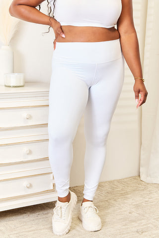 Double Take Wide Waistband Sports Leggings Trendsi