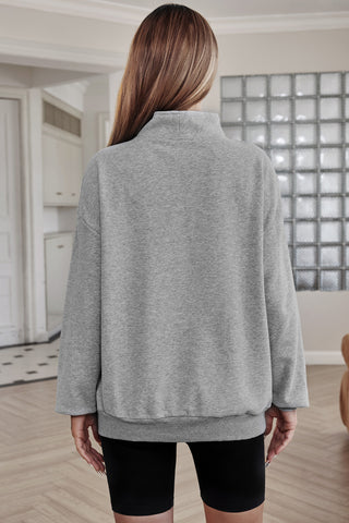 Half Zip Drop Shoulder Sweatshirt and Pocket Divacious