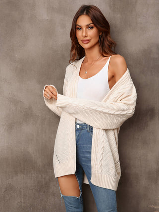 Warm Fall Mixed Knit Open Front Longline Cardigan Divacious