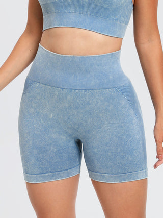 Washed High Waist Active Shorts Divacious