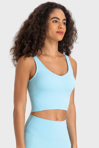 Millennia Deep V-Neck Crop Sports Bra Trendsi