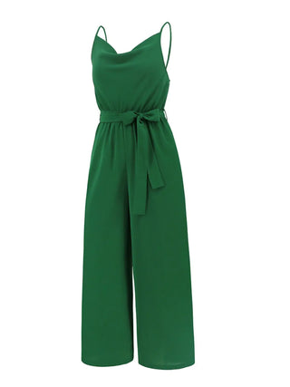 Tied Spaghetti Strap Wide Leg Jumpsuit Divacious