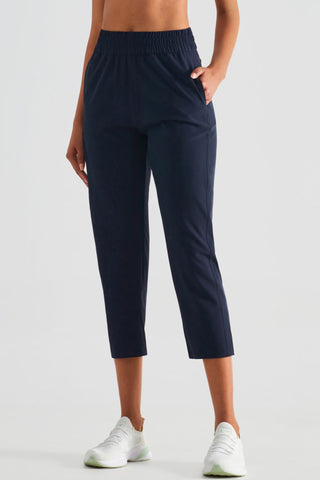 Elastic Waist Cropped Sports Pants Trendsi