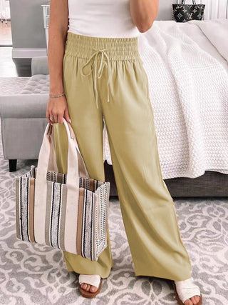 Full Size Drawstring High Waist Wide Leg Pants Divacious