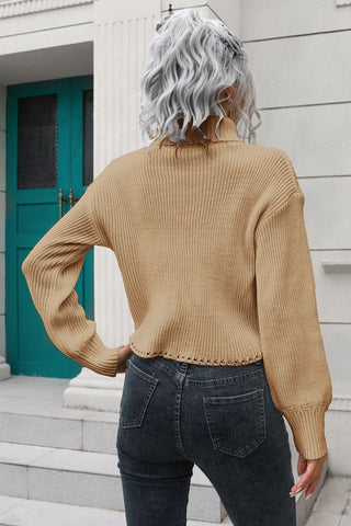 Turtleneck Dropped Shoulder Sweater Divacious