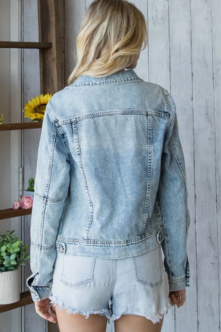 Veveret Distressed Button Up Denim Jacket Divacious