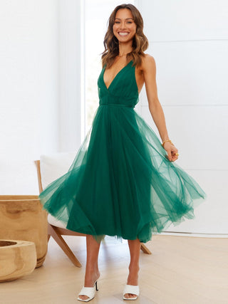 Backless Crisscross Sleeveless Midi Dress Trendsi