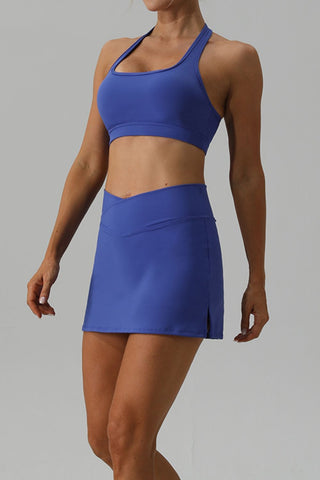 Halter Neck Tank and Slit Skirt Active Set Trendsi