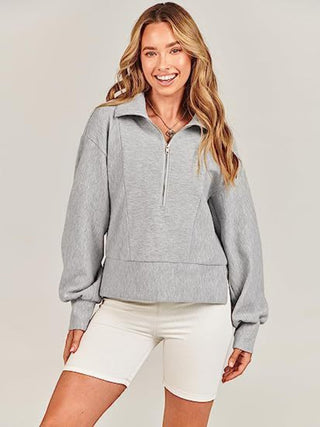 Half Zip Up Collared Sweatshirts Divacious