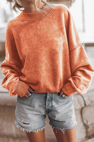 Round Neck Dropped Shoulder Sweatshirt Divacious