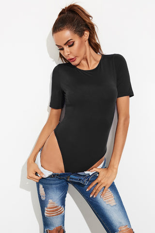 Round Neck Short Sleeve Bodysuit Divacious