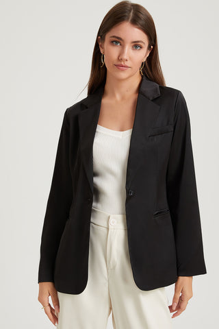 Long Sleeve Lapel Collar Blazer Divacious