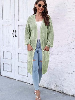 Open Front Longline Cardigan with Pockets Divacious