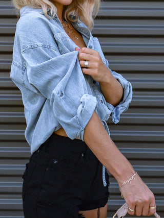 Tie Detail Denim Top Divacious